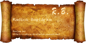 Radics Boglárka névjegykártya